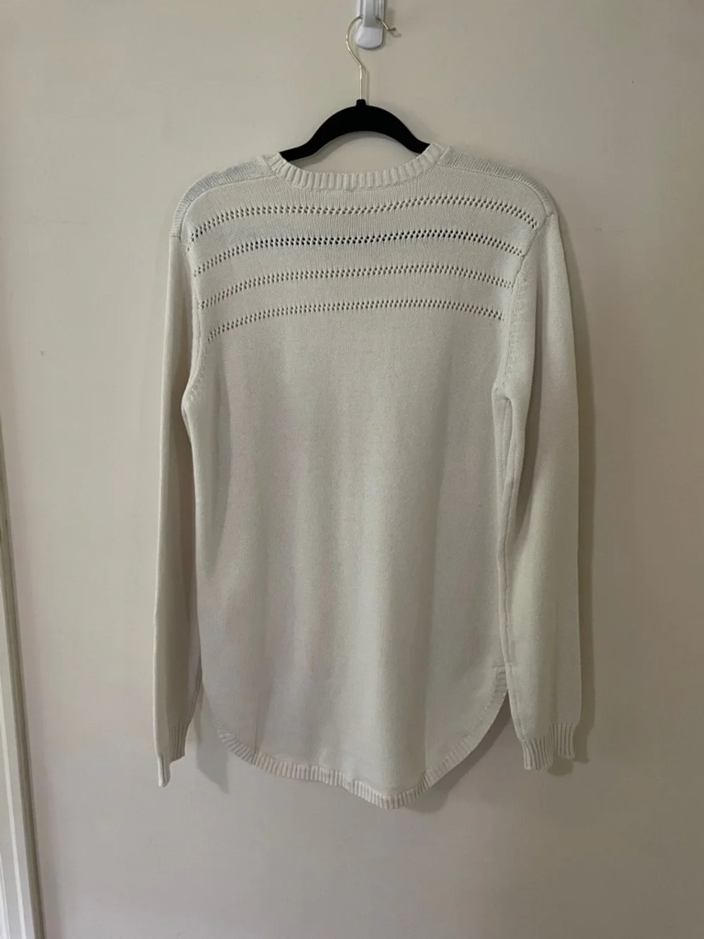 tentree Cream Open-Knit Yoke Crewneck Sweater 100% organic cotton NWT - Picture 7 of 12
